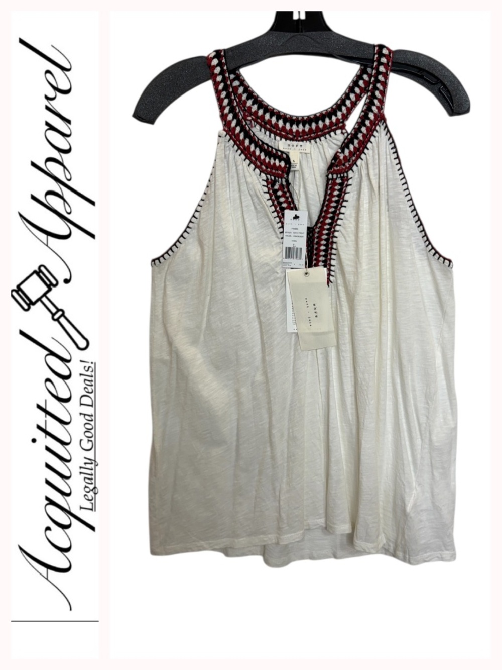 Soft Joie  Yvanna Embroidered V-Neck Sleeveless Tank Top